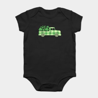 St Patrick's Day Shamrock Clover Truck Baby Bodysuit